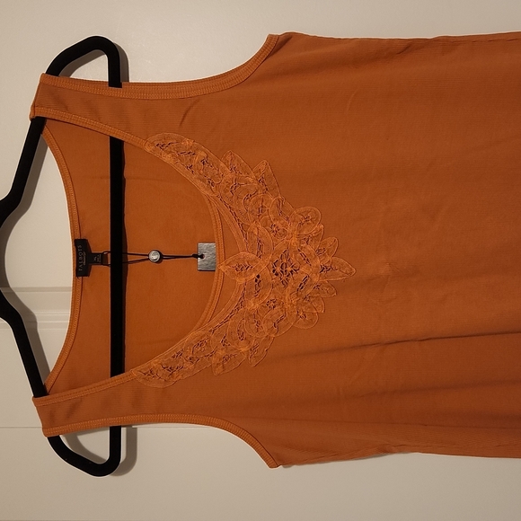 Talbots Ribbed Lace Burnt Orange Tshirt - Picture 2 of 5